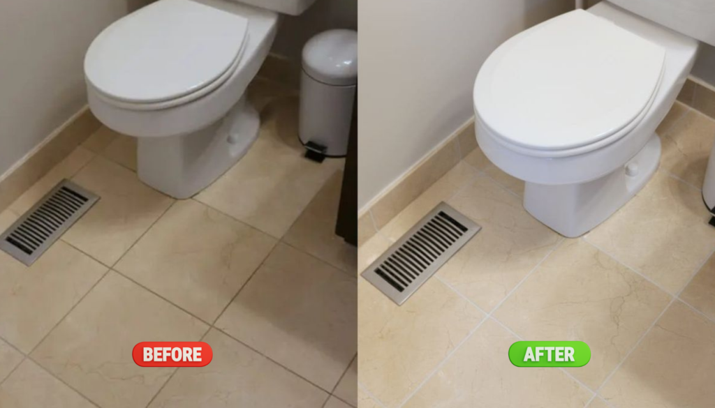 QLD Clean Pro Gallery bathroom floor tile cleaning before and after Brisbane grout cleaning results