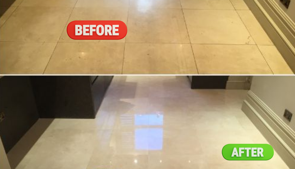QLD Clean Pro Gallery floor tile cleaning before and after Queensland commercial surface polishing results