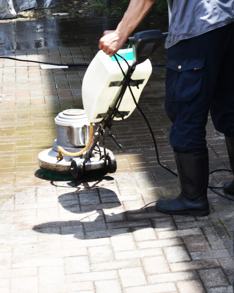 Tile and grout cleaning Queensland using professional machine to remove dirt and restore surface cleanliness