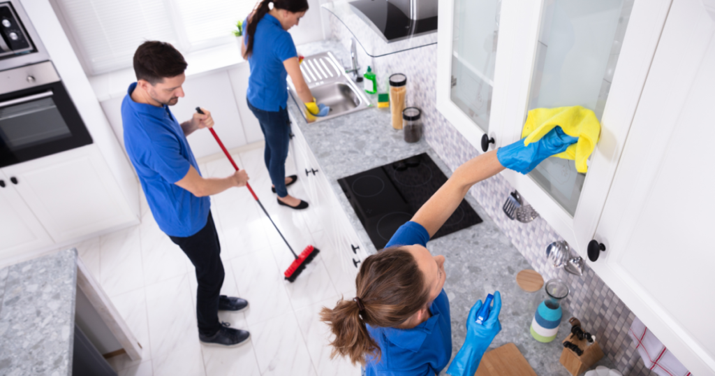 QLD Clean Pro team providing residential and commercial cleaning Queensland in a modern kitchen